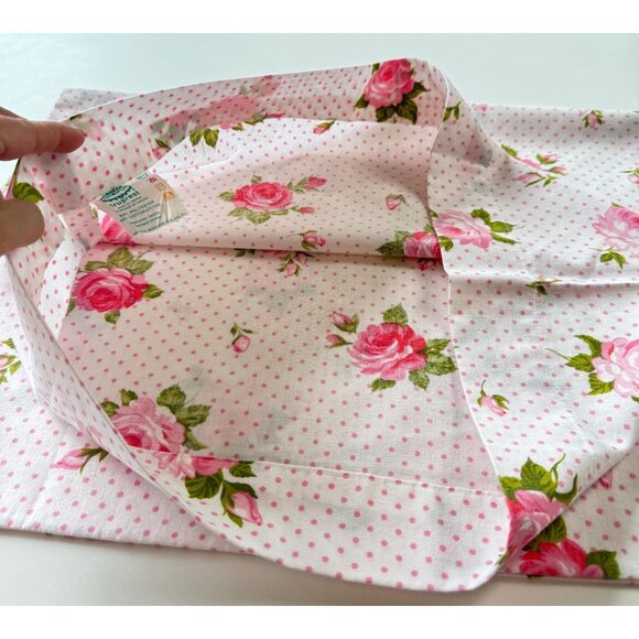 Vintage 70s pillowcase, pink floral, polka dots, cottage core, single casing - Picture 8 of 10